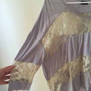 Sparkle & fade purple & lace flowy top, oversized